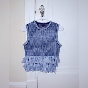 Blue Club Monaco Fringe Top, Size XS